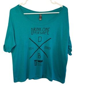 Dutch Bros Women’s Cropped Green/Blue “Drink One For Dane” VINTAGE 2009 MEDIUM